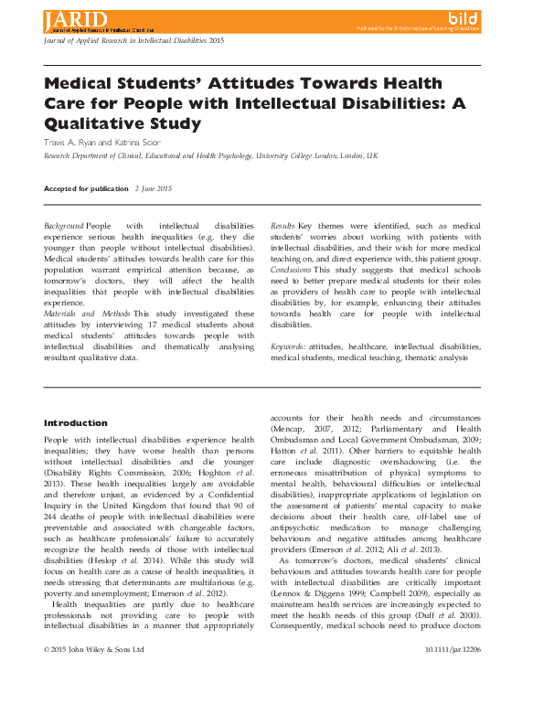 (PDF) Medical Students’ Attitudes Towards Health Care for People with ...