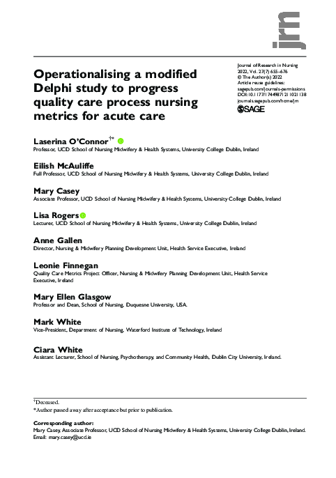 (PDF) Operationalising a modified Delphi study to progress quality care ...
