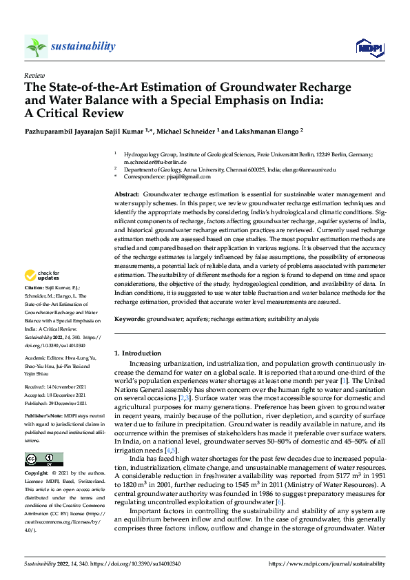 (PDF) The State-of-the-Art Estimation of Groundwater Recharge and Water ...