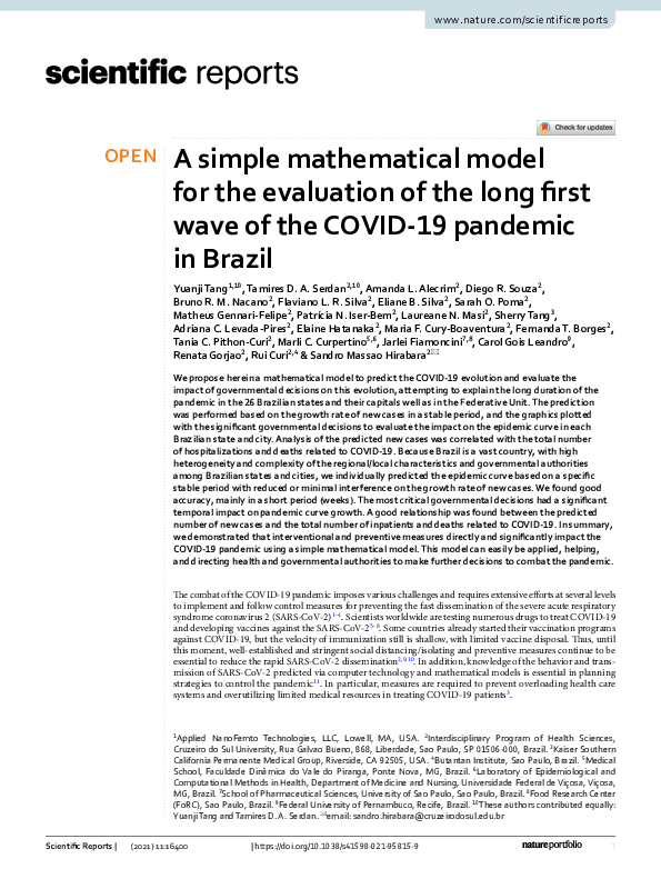 (PDF) A simple mathematical model for the evaluation of the long first ...