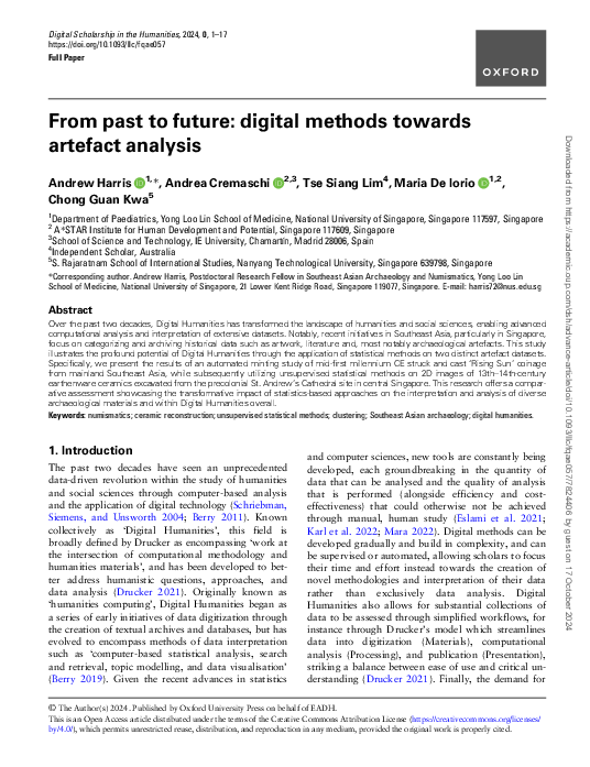(PDF) From past to future: digital methods towards artefact analysis