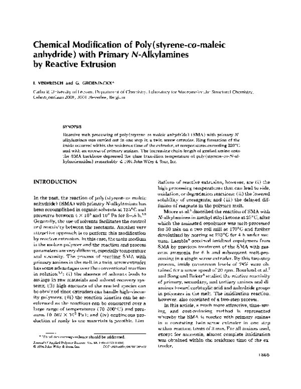 (PDF) Chemical modification of poly(styrene-co-maleic anhydride) with ...