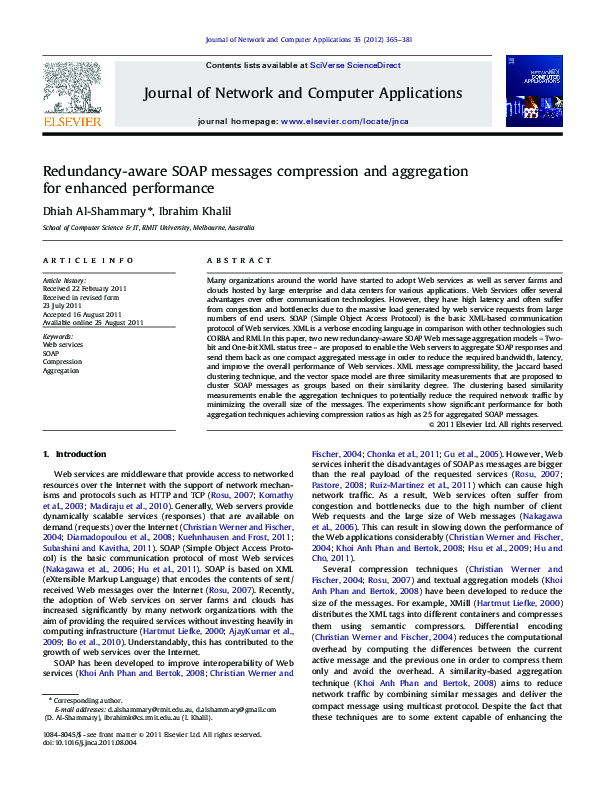 (PDF) Redundancy-aware SOAP messages compression and aggregation for ...