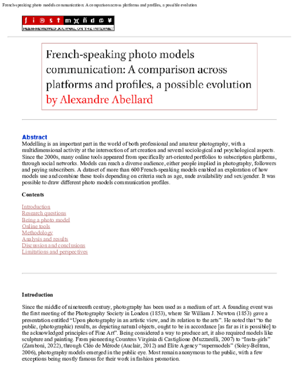 (PDF) French-speaking photo models communication: A comparison across ...