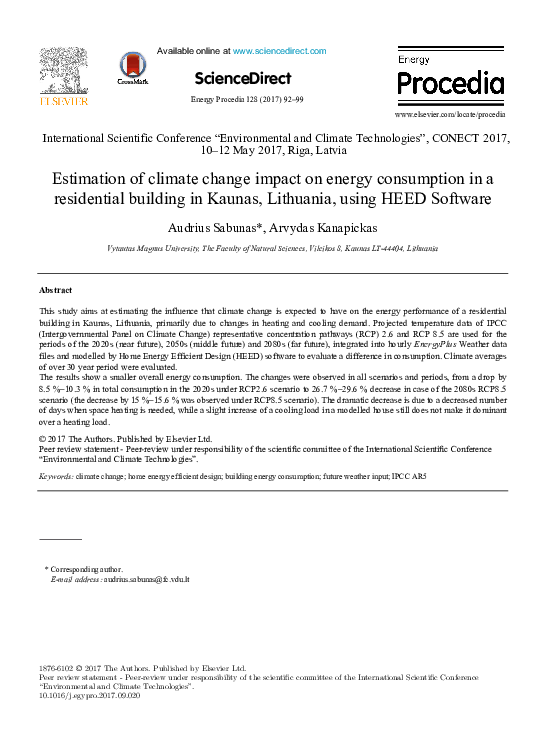 (PDF) Estimation of climate change impact on energy consumption in a ...