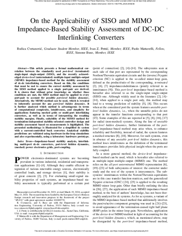 (PDF) On the Applicability of SISO and MIMO Impedance-Based Stability ...