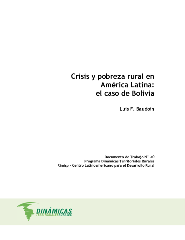 (PDF) Crisis y pobreza rural en América Latina: el caso de Bolivia