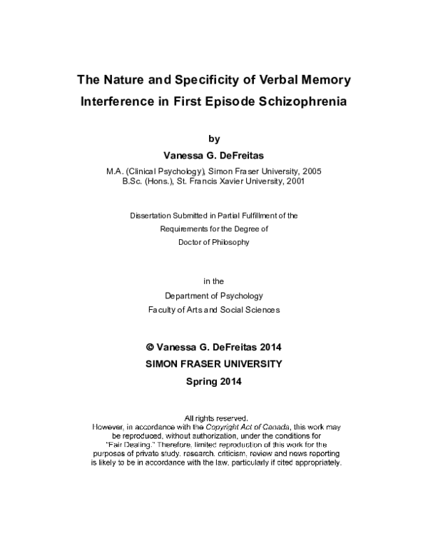 (PDF) The nature and specificity of verbal memory interference in first ...