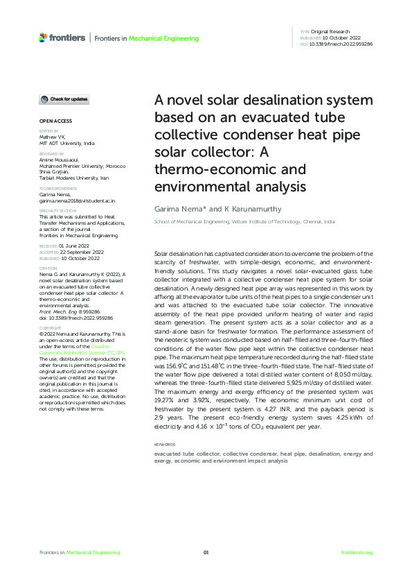 (PDF) A novel solar desalination system based on an evacuated tube ...