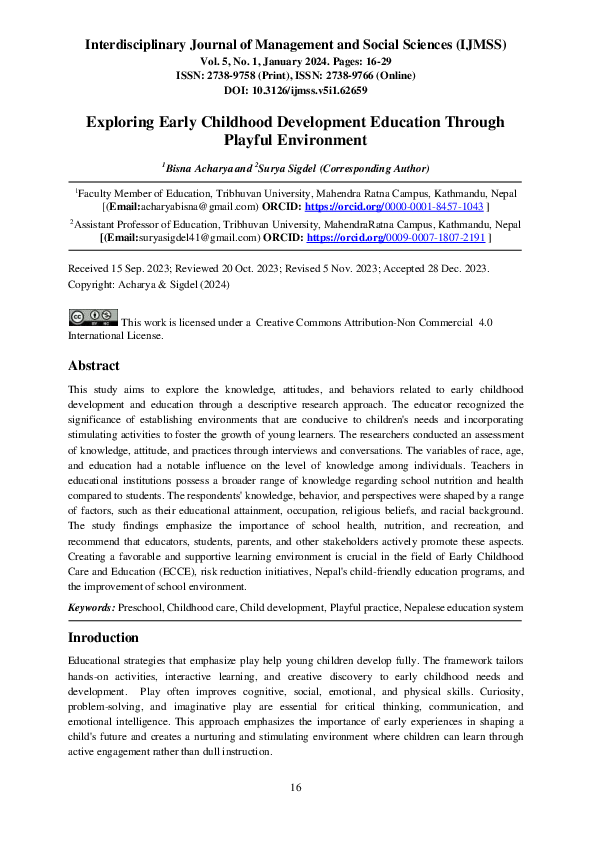 (PDF) Exploring Early Childhood Development Education Through Playful ...