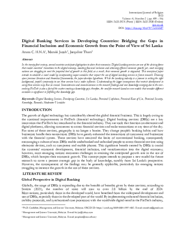 (PDF) Digital Banking Services in Developing Countries: Bridging the ...