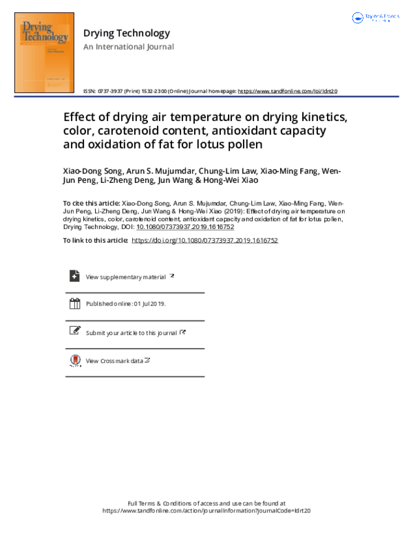 (PDF) Effect of Drying Air Temperature on Drying Kinetics Parameters ...