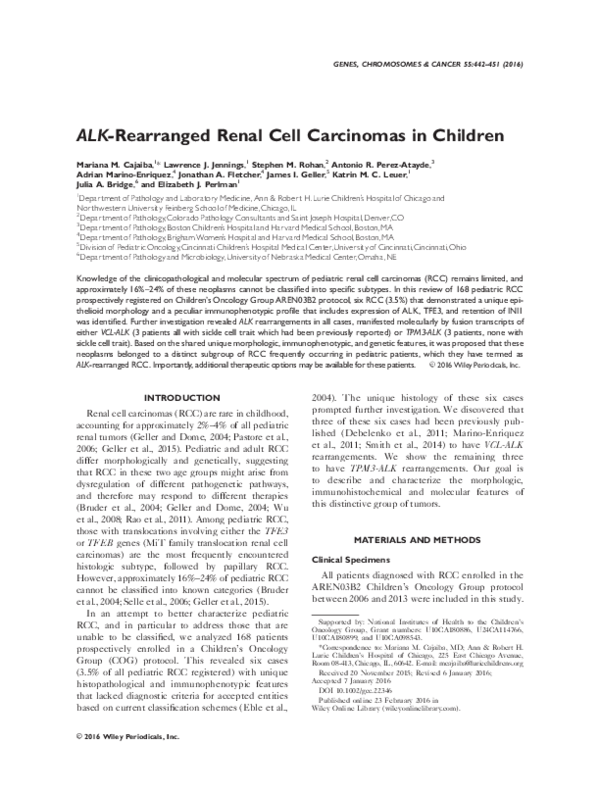 (PDF) ALK-Rearranged Renal Cell Carcinomas in Children