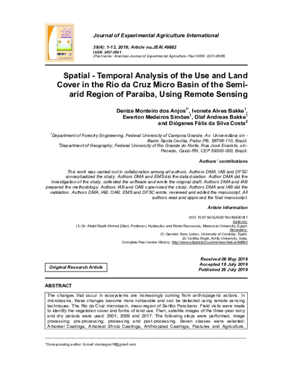 (PDF) Spatial - Temporal Analysis of the Use and Land Cover in the Rio ...