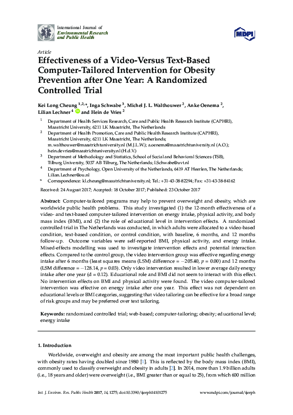 (PDF) Effectiveness of a Video-Versus Text-Based Computer-Tailored ...