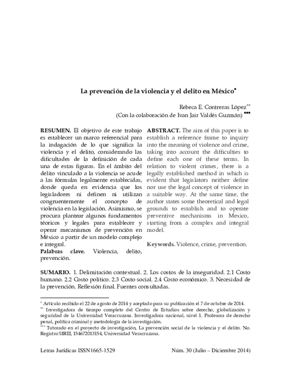 (PDF) La Prevención de la Violencia y el Delito en México