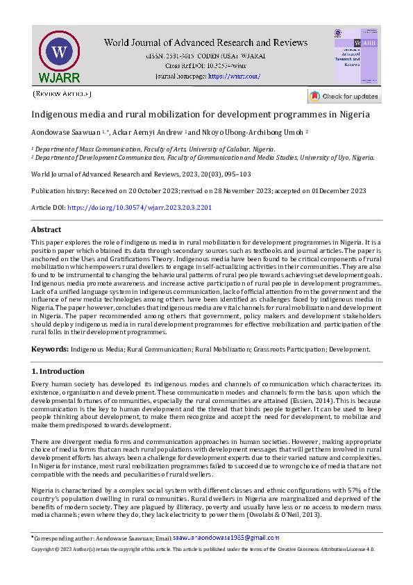 (PDF) Indigenous media and rural mobilization for development
