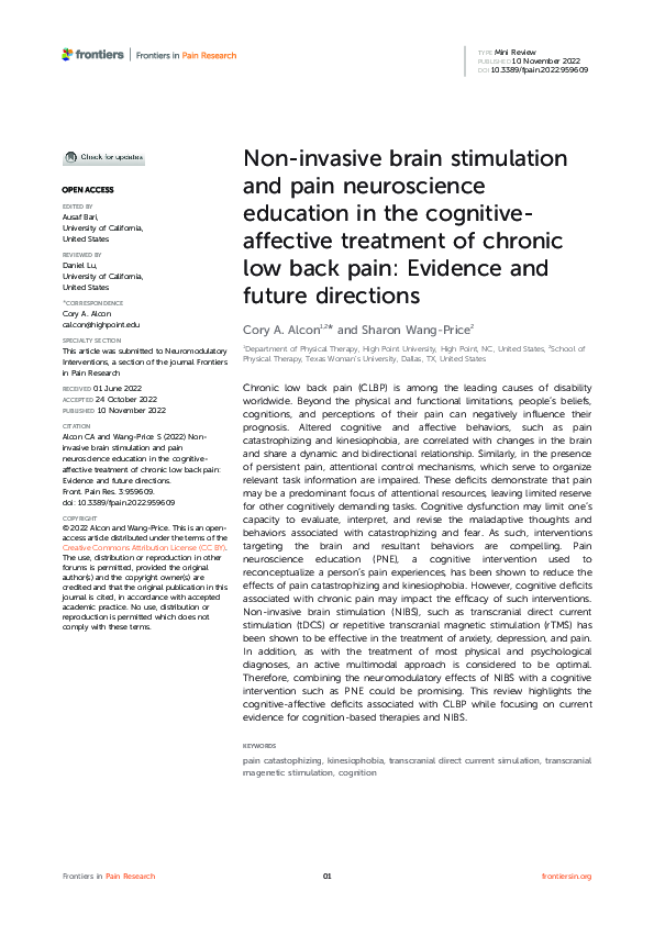 (PDF) Non-invasive brain stimulation and pain neuroscience education in ...