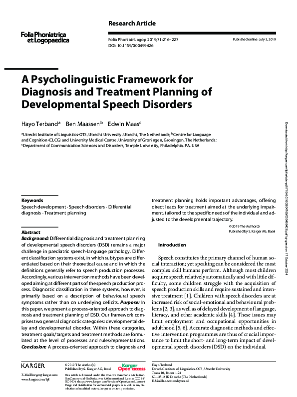 (PDF) A Psycholinguistic Framework for Diagnosis and Treatment Planning ...