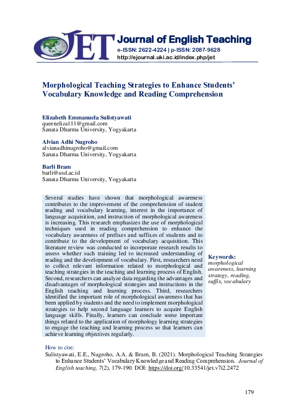 Photo inspiration: Gallery Detail: Pdf Morphological Teaching Strategies To Enhance Students Vocabulary