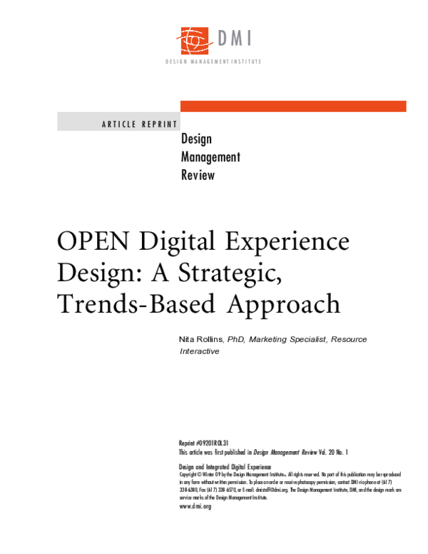 (PDF) OPEN Digital Experience Design: A Strategic, Trends-Based Approach