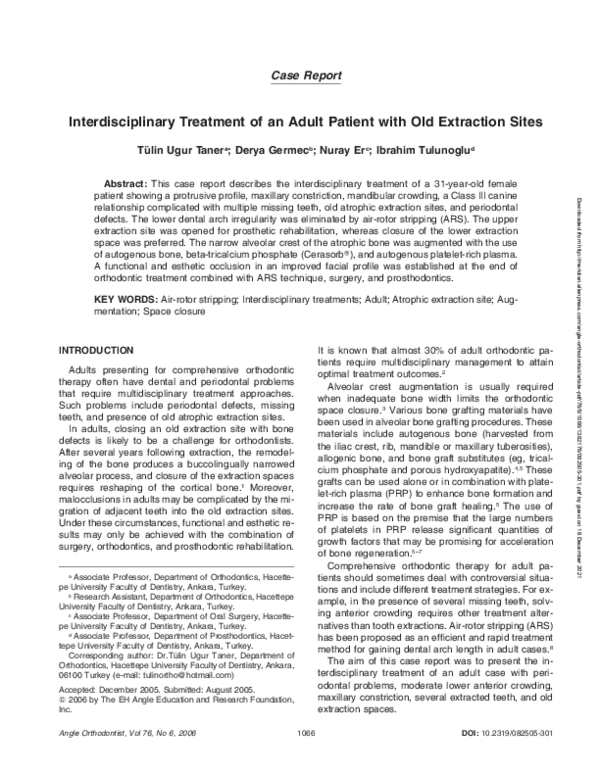 (PDF) Interdisciplinary Treatment of an Adult Patient with Old ...