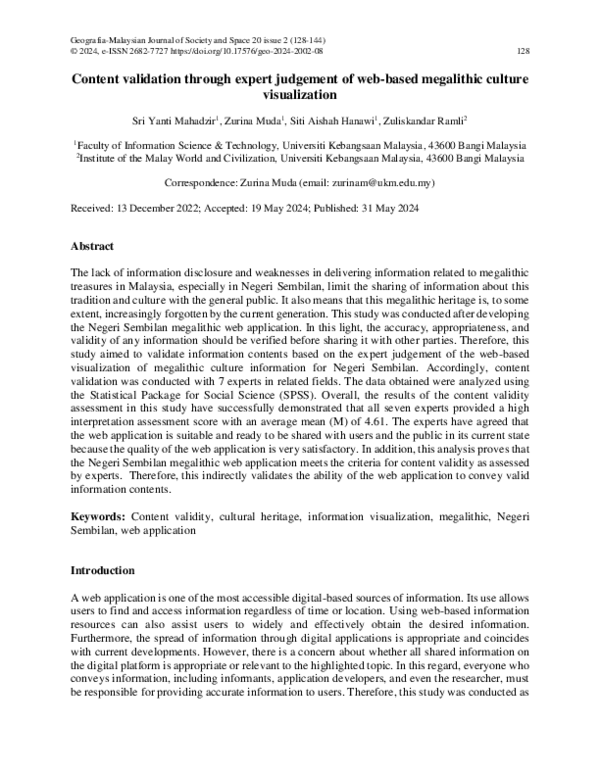 (PDF) Content validation through expert judgement of web-based ...