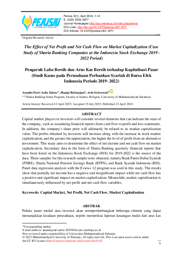 (PDF) The Effect of Net Profit and Net Cash Flow on Market ...