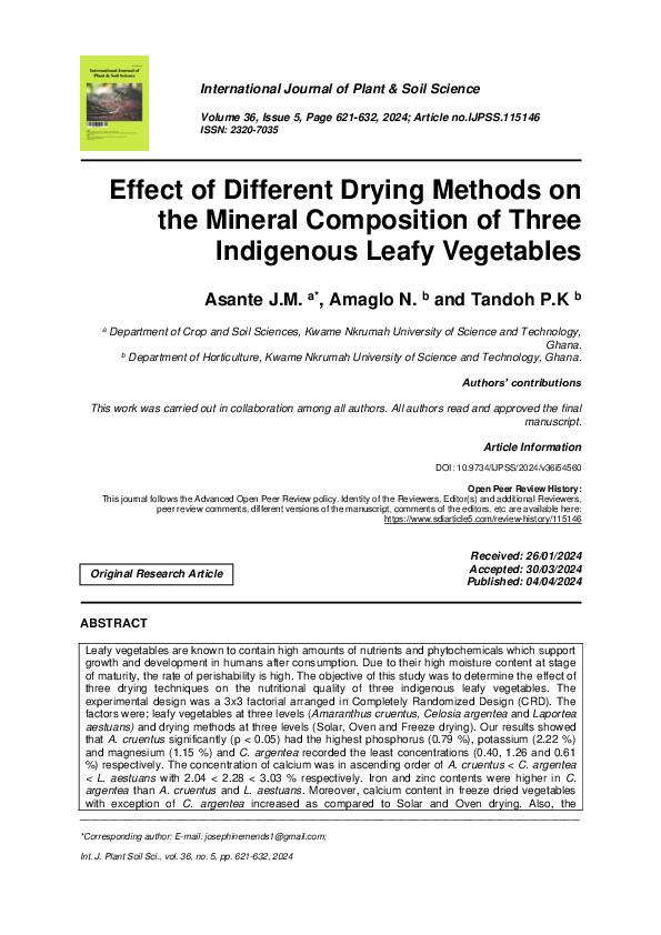 (PDF) Effect of Different Drying Methods on the Mineral Composition of ...