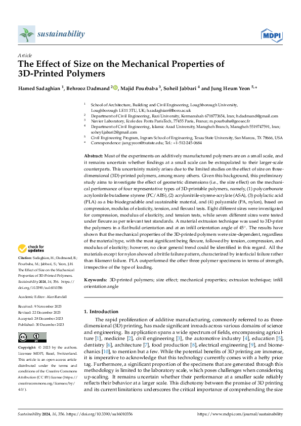(PDF) The Effect of Size on the Mechanical Properties of 3D-Printed ...