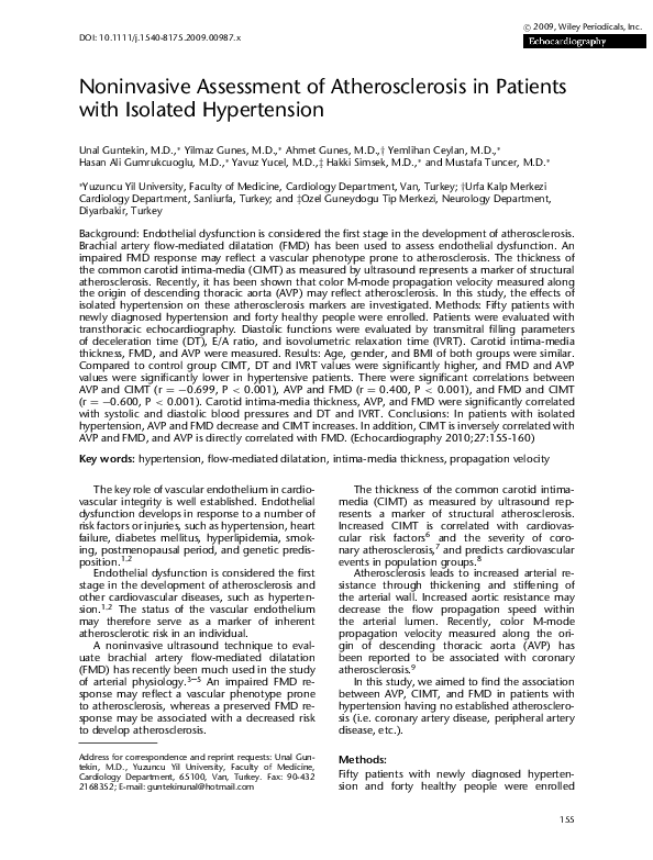 (PDF) Noninvasive Assessment of Atherosclerosis in Patients with ...