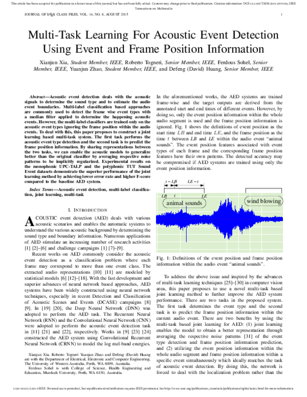 (PDF) Multi-Task Learning for Acoustic Event Detection Using Event and ...