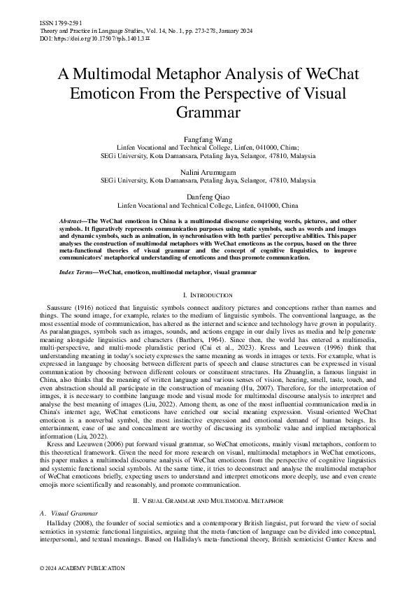 (PDF) A Multimodal Metaphor Analysis of WeChat Emoticon From the ...