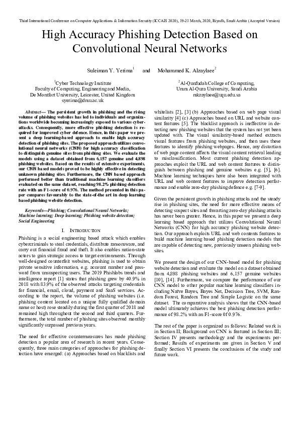 (PDF) High Accuracy Phishing Detection Based on Convolutional Neural ...