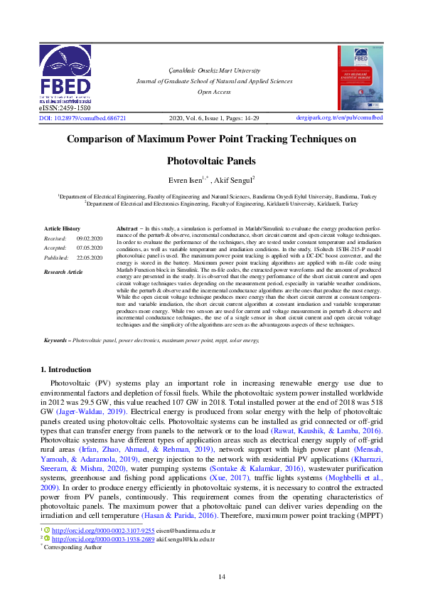 (PDF) Comparison of Maximum Power Point Tracking Techniques on ...