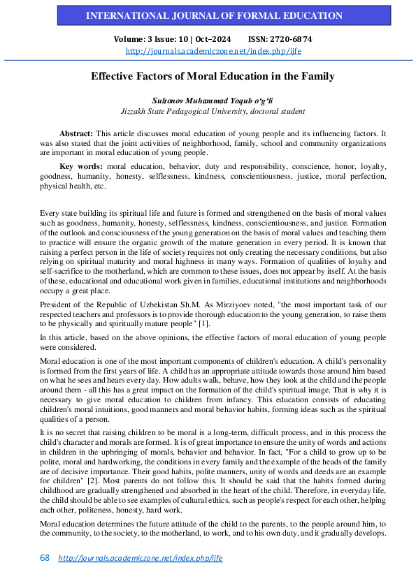 (PDF) Effective Factors of Moral Education in the Family