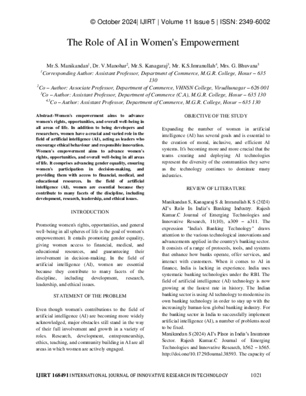(PDF) The Role of AI in Women's Empowerment
