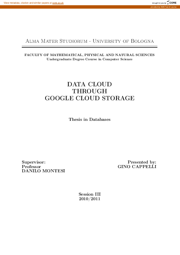 (PDF) Data Cloud Through Google Cloud Storage
