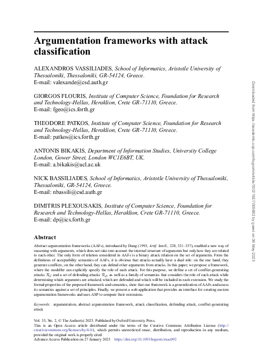 (PDF) Argumentation Frameworks with Attack Classification