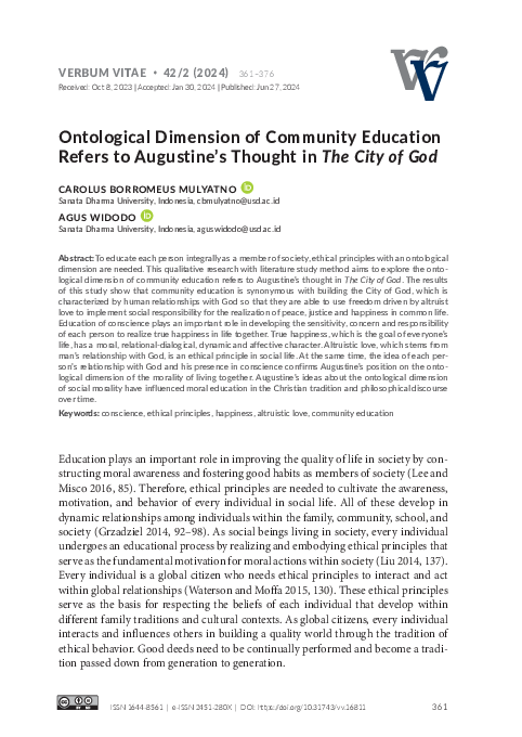 (PDF) Ontological dimension of community education refers to Augustine ...