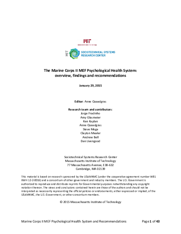(PDF) The Marine Corps II MEF Psychological Health System: overview ...