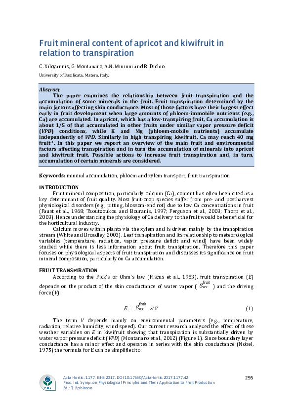 (PDF) Fruit mineral content of apricot and kiwifruit in relation to ...