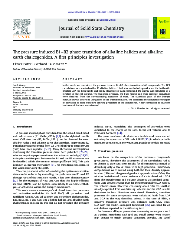 (PDF) The pressure induced B1–B2 phase transition of alkaline halides ...