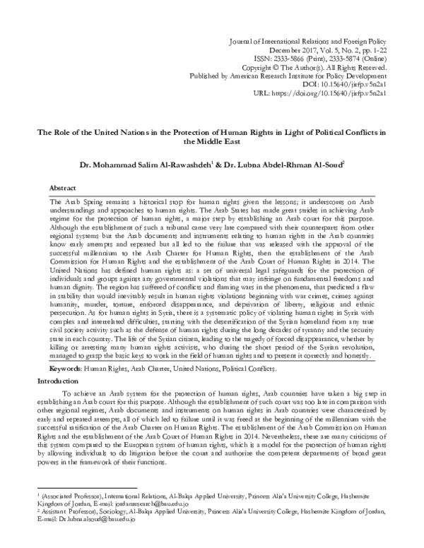 (PDF) The Role of the United Nations in the Protection of Human Rights ...