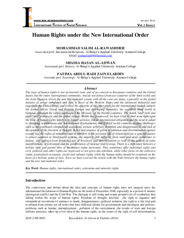 (PDF) Human Rights under the New International Order