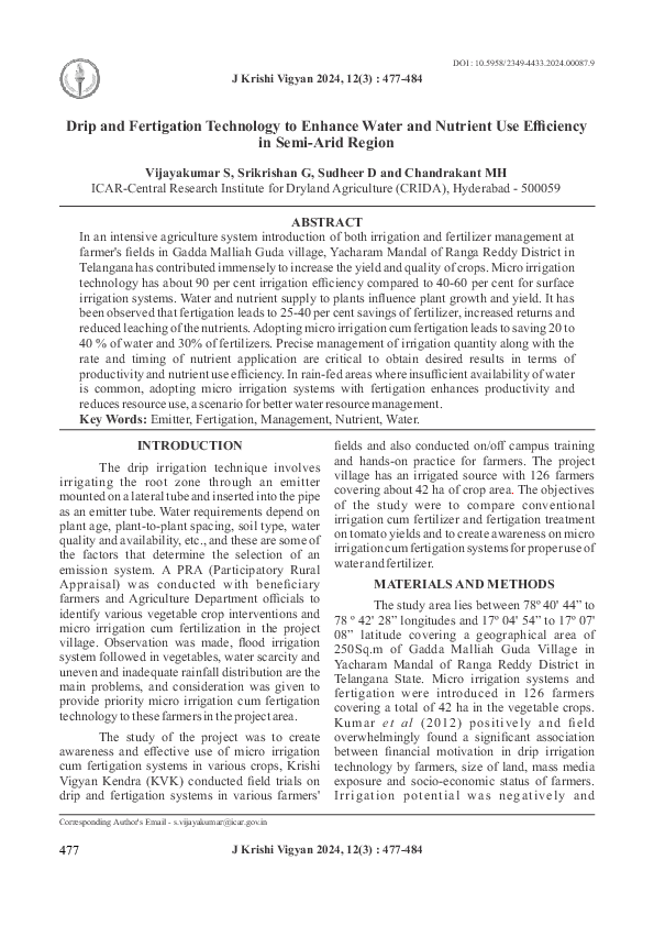 (PDF) Drip and Fertigation Technology to Enhance Water and Nutrient Use ...