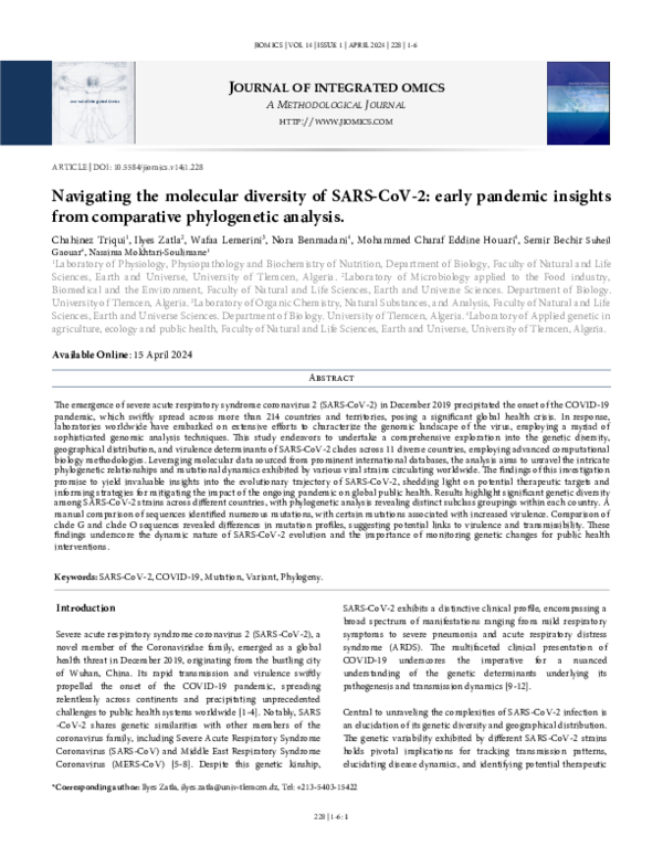 (PDF) Navigating the molecular diversity of SARS-CoV-2: early pandemic ...