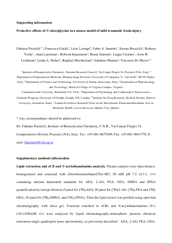 (PDF) Protective Effects of NOleoylglycine in a Mouse Model of Mild ...