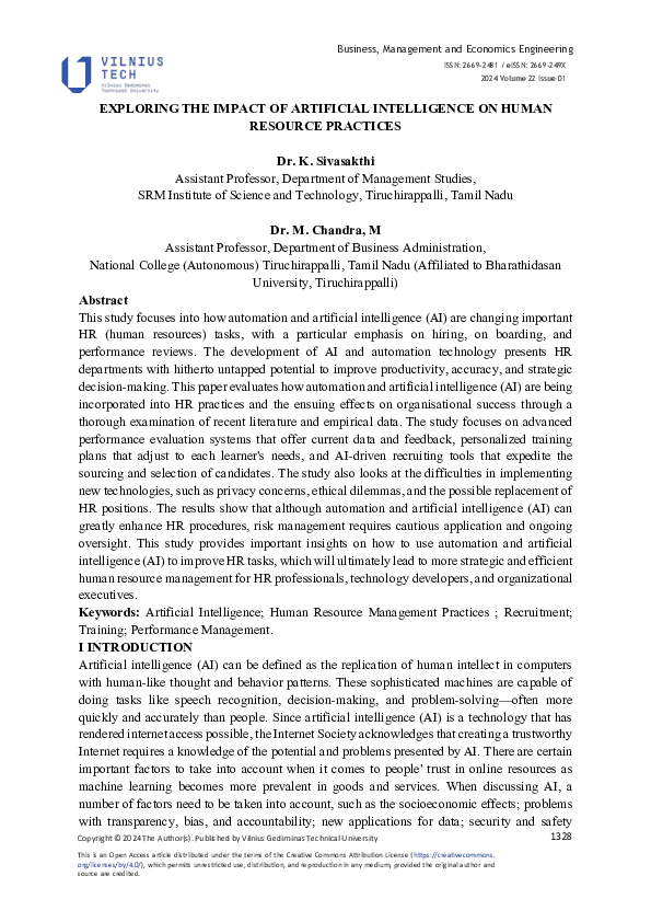 (PDF) EXPLORING THE IMPACT OF ARTIFICIAL INTELLIGENCE ON HUMAN RESOURCE ...