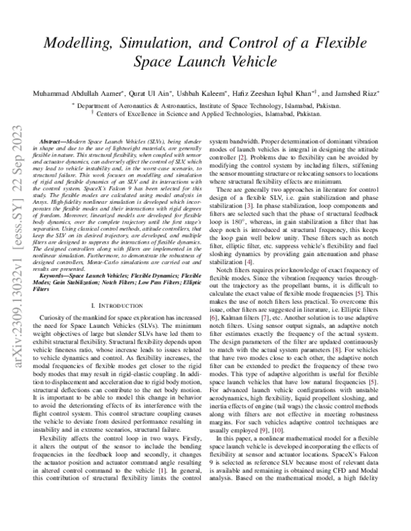 (PDF) Modelling, Simulation, and Control of a Flexible Space Launch Vehicle